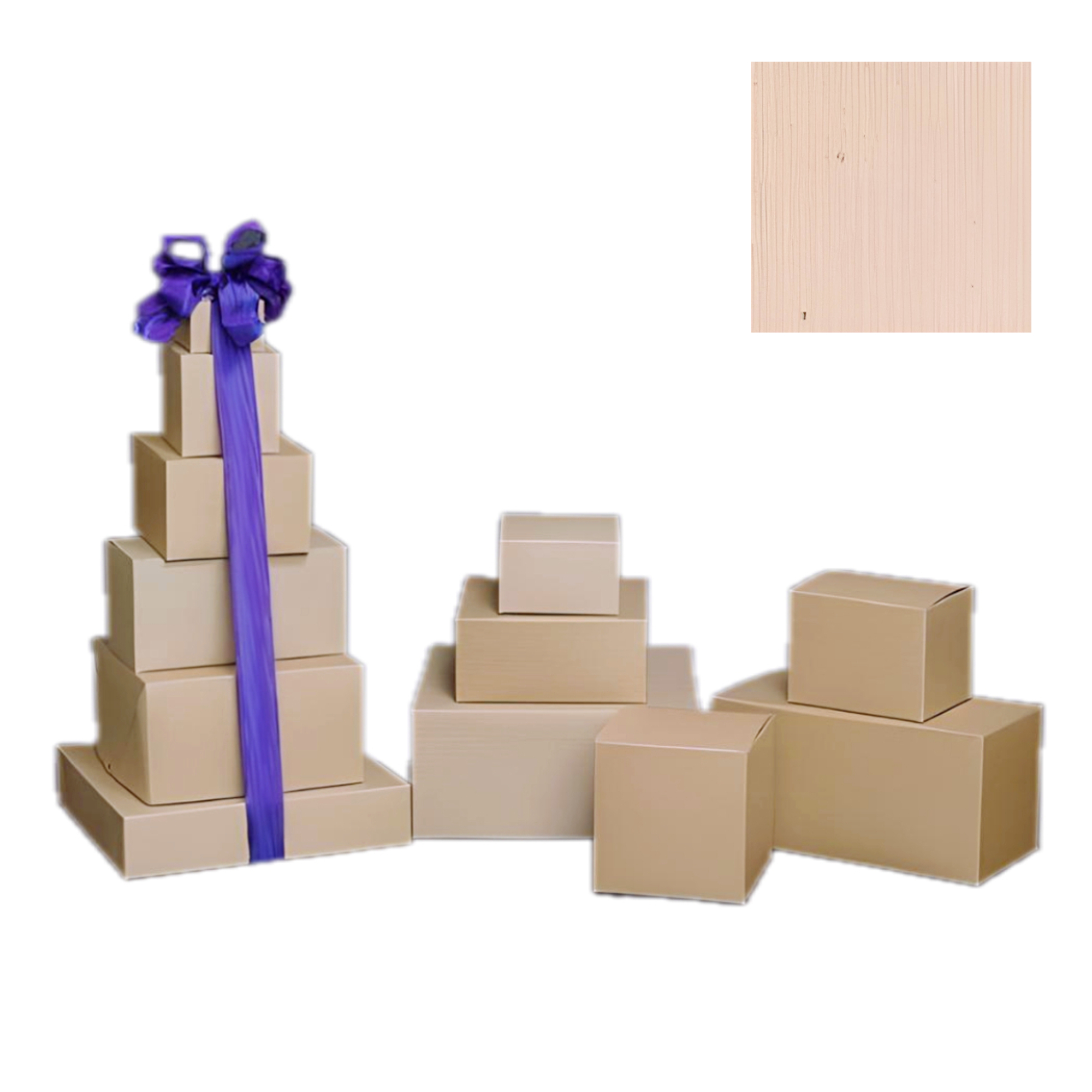 Natural Kraft Gift Boxes Style P 10x10x6
